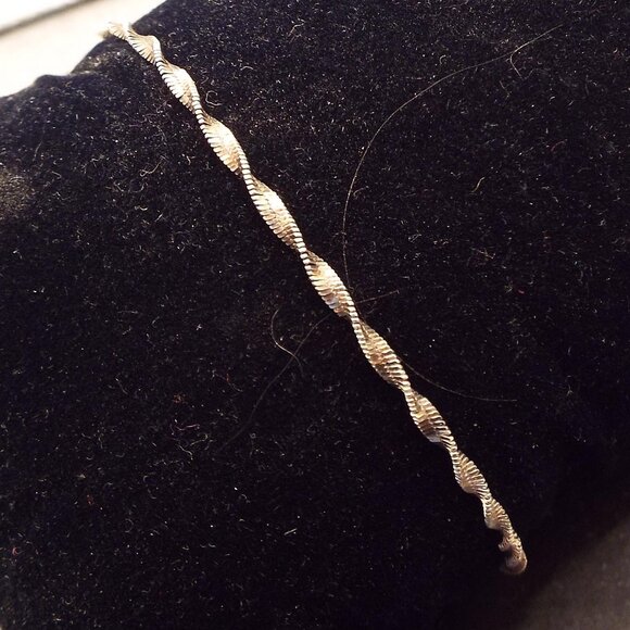 ITALIAN 925 DIAMOND CUT TWIST CHAIN 7" L. BRACELET 14 - Picture 1 of 3